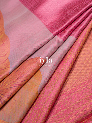 The Mountains of Iceland Kanjeevaram in Bubblegum Pink