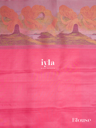 The Mountains of Iceland Kanjeevaram in Bubblegum Pink