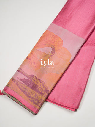 The Mountains of Iceland Kanjeevaram in Bubblegum Pink