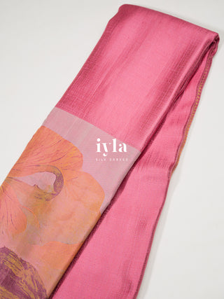 The Mountains of Iceland Kanjeevaram in Bubblegum Pink