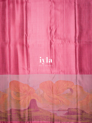 The Mountains of Iceland Kanjeevaram in Bubblegum Pink