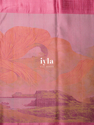 The Mountains of Iceland Kanjeevaram in Bubblegum Pink