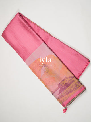 The Mountains of Iceland Kanjeevaram in Bubblegum Pink