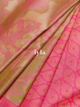 The Ivory Blush Tropical Foliage Kanjeevaram