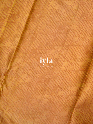 The Indian Kalamkari Peacock Kanjeevaram in Ochre Yellow