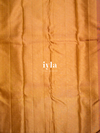 The Indian Kalamkari Peacock Kanjeevaram in Ochre Yellow