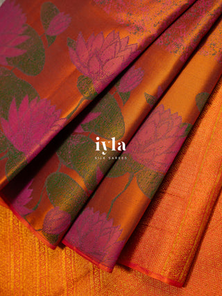 The Lotus Weave Kanjeevaram in Burnt Orange