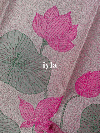 The Lotus Weave Enchantment Kanjeevaram Dipped in Silver