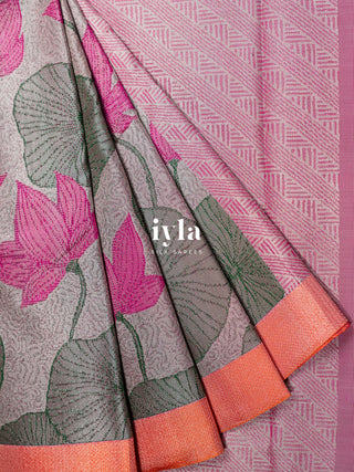 The Lotus Weave Enchantment Kanjeevaram Dipped in Silver