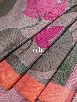 The Lotus Weave Enchantment Kanjeevaram Dipped in Silver