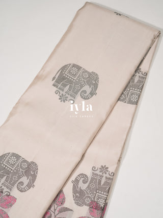The Wild Elephant Oasis Kanjeevaram in Pearl white 🐘