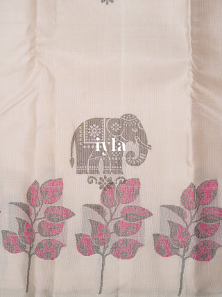 The Wild Elephant Oasis Kanjeevaram in Pearl white 🐘