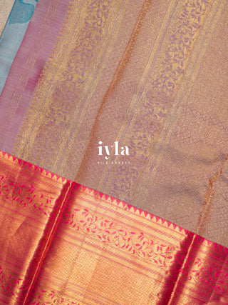 The Bonica Rose Bush Kanjeevaram in Baby Blue