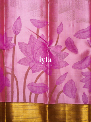 The Enchanted Lotus Pond Kanjeevaram in Cyclamen Pink