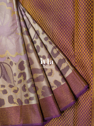 The Petunia Blooms Kanjeevaram in Antique White