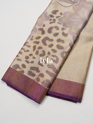 The Petunia Blooms Kanjeevaram in Antique White