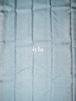 The Vintage Modernist Reversible Silk Saree in Powder Blue