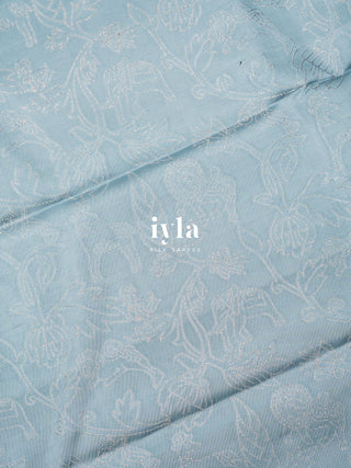 The Vintage Modernist Reversible Silk Saree in Powder Blue