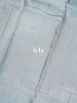 The Vintage Modernist Reversible Silk Saree in Powder Blue