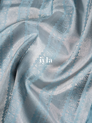 The Vintage Modernist Reversible Silk Saree in Powder Blue