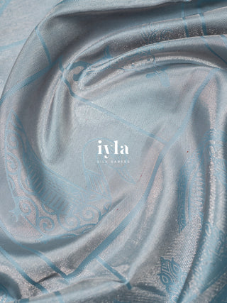 The Vintage Modernist Reversible Silk Saree in Powder Blue