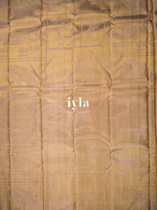 The Vintage Modernist Reversible Silk Saree in Champagne Sand