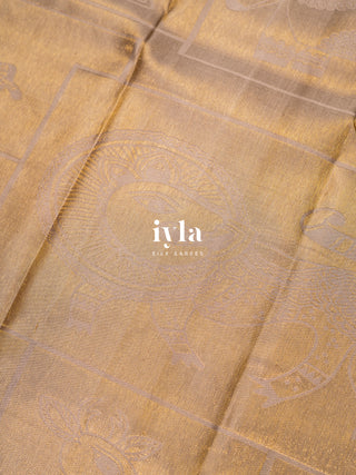 The Vintage Modernist Reversible Silk Saree in Champagne Sand