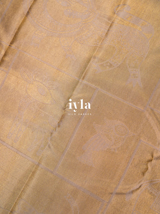 The Vintage Modernist Reversible Silk Saree in Champagne Sand