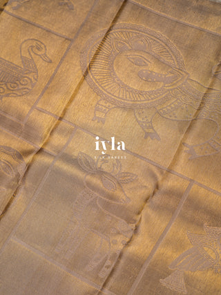 The Vintage Modernist Reversible Silk Saree in Champagne Sand
