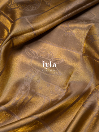 The Vintage Modernist Reversible Silk Saree in Champagne Sand