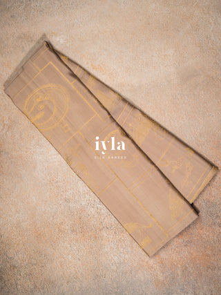 The Vintage Modernist Reversible Silk Saree in Champagne Sand
