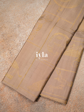 The Vintage Modernist Reversible Silk Saree in Champagne Sand