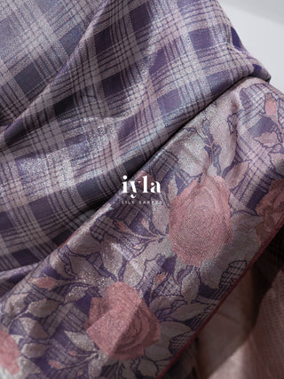 The Enchanted Rose Grid Kanjeevaram in Amethyst Purple