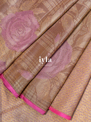 The Enchanted Rose Grid Kanjeevaram Dipped in Gold
