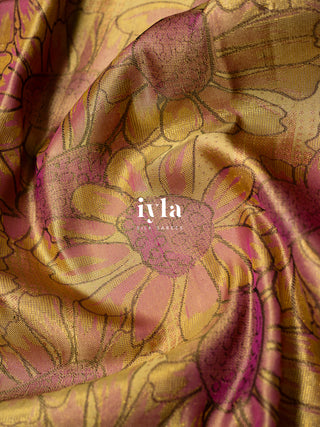 The Hand Drawn sunflowers Kanjeevaram