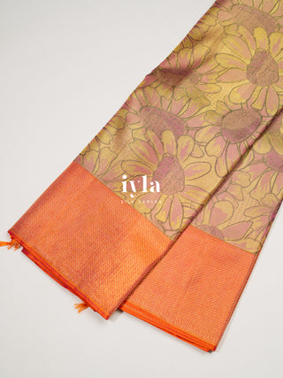 The Hand Drawn sunflowers Kanjeevaram