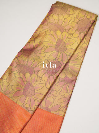 The Hand Drawn sunflowers Kanjeevaram