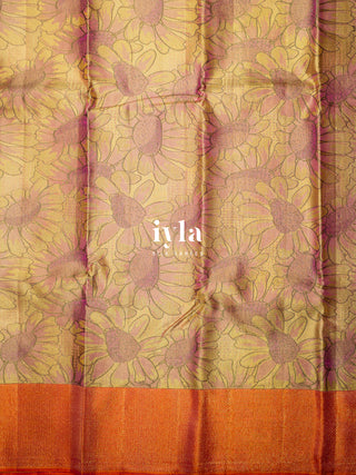 The Hand Drawn sunflowers Kanjeevaram