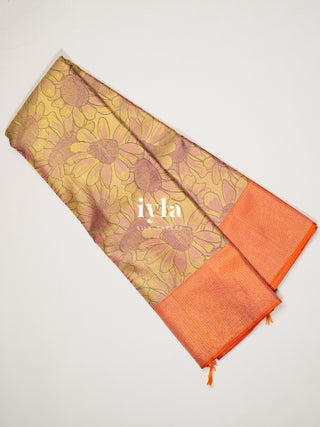 The Hand Drawn sunflowers Kanjeevaram