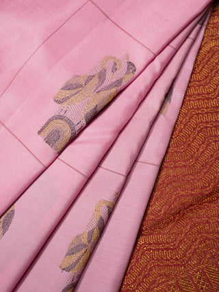 The Baby Pink Swan Pair Poetry Kanjeevaram