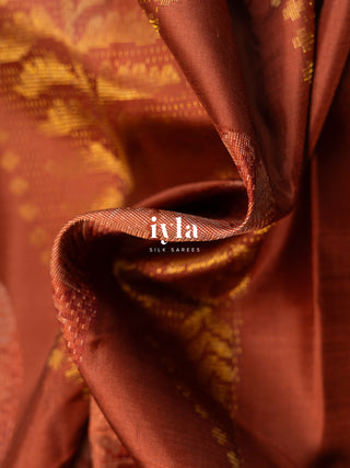 The Banana Grove Enchantment Kanjeevaram in Burnt Umber