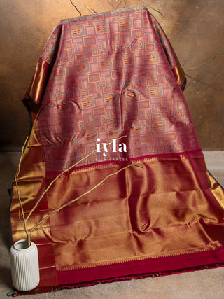 The Haveli Painting Inspired Kanjeevaram in Pink Ruby