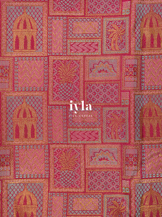 The Haveli Painting Inspired Kanjeevaram in Pink Ruby