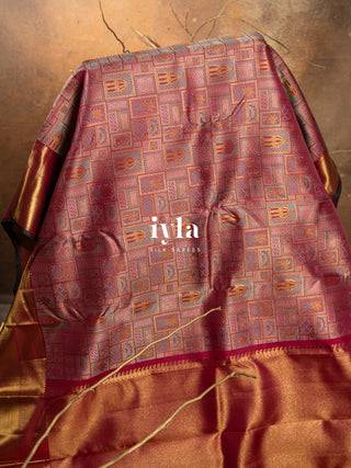 The Haveli Painting Inspired Kanjeevaram in Pink Ruby