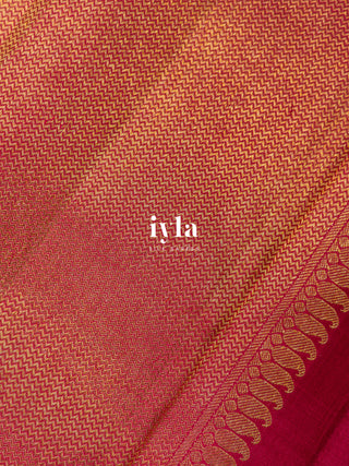 The Haveli Painting Inspired Kanjeevaram in Pink Ruby