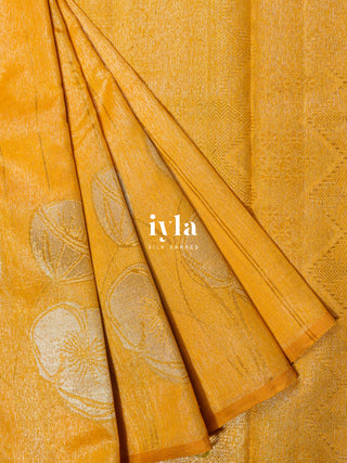 The Moonlit Lily Kanjeevaram in Autumn Yellow
