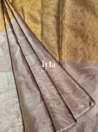 The Peacocks of the Forest Kanjeevaram in Metallic Gold & Silver