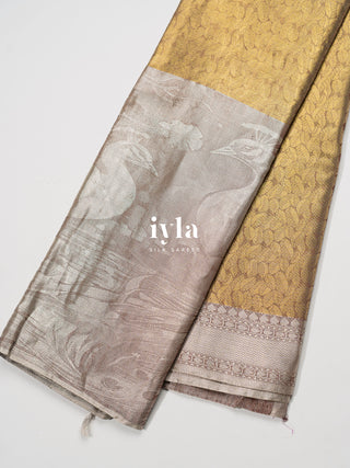 The Peacocks of the Forest Kanjeevaram in Metallic Gold & Silver