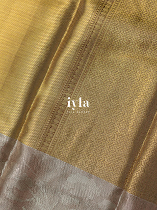 The Peacocks of the Forest Kanjeevaram in Metallic Gold & Silver