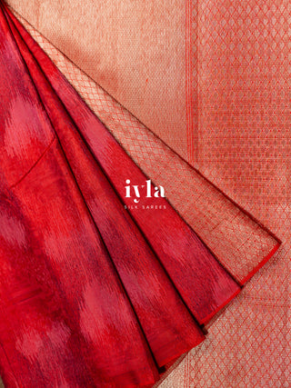 The Thousand Hearts Kanjeevaram in Crimson Red